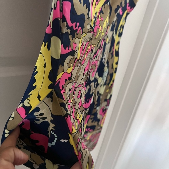 Closet Blue Graphic Print Satin Effect Mini Dress Size 10 US/ 14 UK - Picture 8 of 9